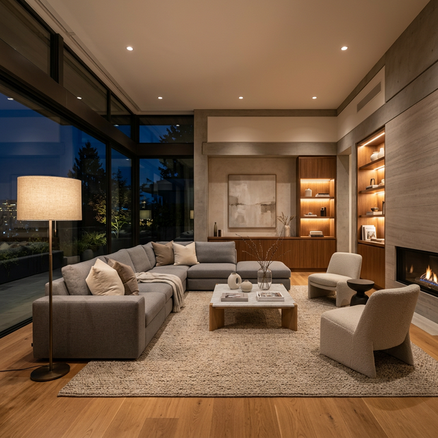 Sala de estar moderna com mobiliário Hellen